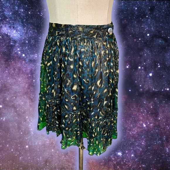 NWT Soeur ‘Lafayette’ Leopard Muslin Skirt in “Peacock Blue” Size 34 = Size XS - Picture 8 of 16